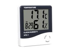 HTC-1 Dijital Sıcaklık ve Nem Ölçer Termometre | Saatli, Alarm li ve Hassas Ölçüm Cihazı