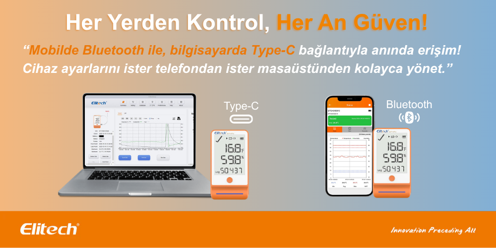 Elitech GSP-6 Pro Sıcaklık ve Nem Datalogger Elitech GSP-6 Pro Mobil ve Masaüstü Uygulaması