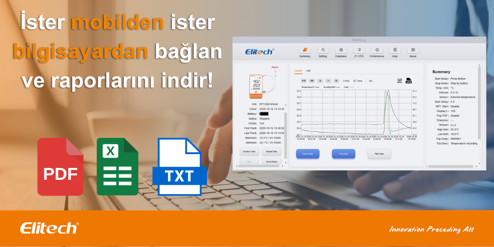 Elitech GSP-6 Pro Sıcaklık ve Nem Datalogger Elitech GSP-6 Pro Rapor türleri