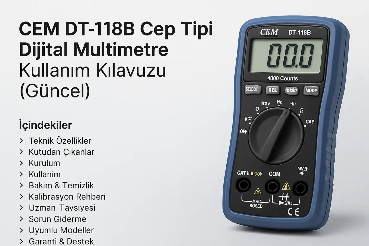 CEM DT-118B Cep Tipi Dijital Multimetre Kullanım Kılavuzu (Güncel)