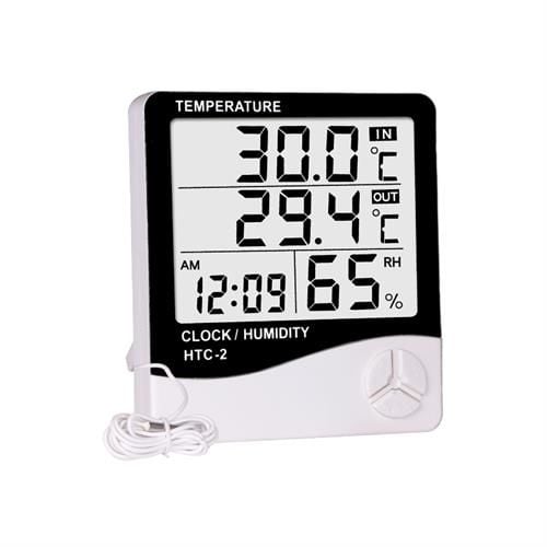 HTC-2 Dijital Sıcaklık ve Nem Ölçer Termometre - Saatli ve Alarmlı