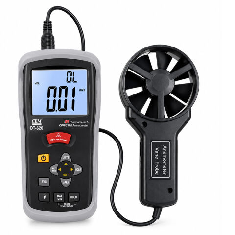 CEM DT-620 Hava Debisi, Rüzgar Hızı Ölçer + Kızılötesi Termometre