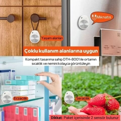Luvinka DTH-8001 Sıcaklık ve Nem Kaydedici Datalogger, Bluetooth'lu, 2'li Adet
