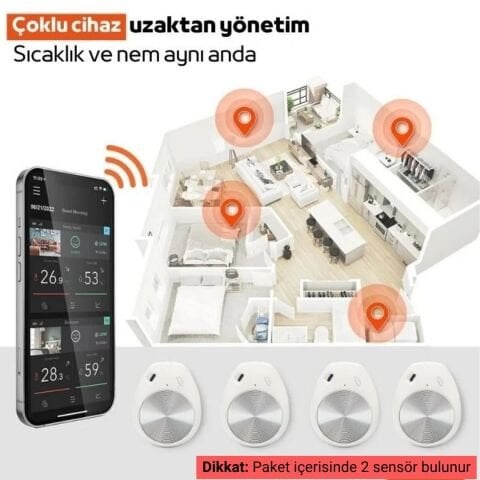 Luvinka DTH-8001 Sıcaklık ve Nem Kaydedici Datalogger, Bluetooth'lu, 2'li Adet