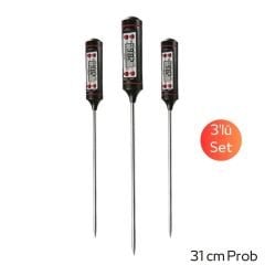 TP101 Dijital Uzun Çubuk Termometre, 31 cm Prob, 3'lü Set