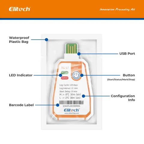 Elitech RC-17 Tek Kullanımlık USB PDF Sıcaklık Data Logger