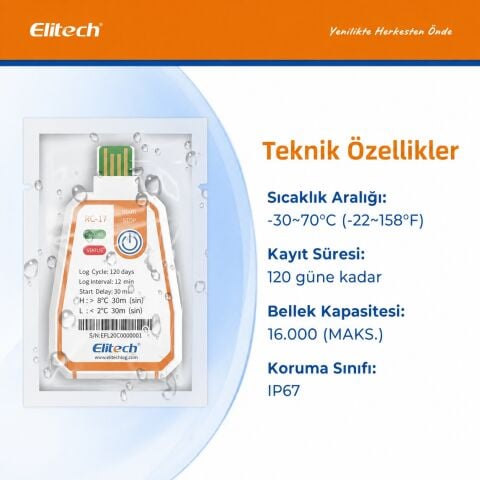 Elitech RC-17 Tek Kullanımlık USB PDF Sıcaklık Data Logger