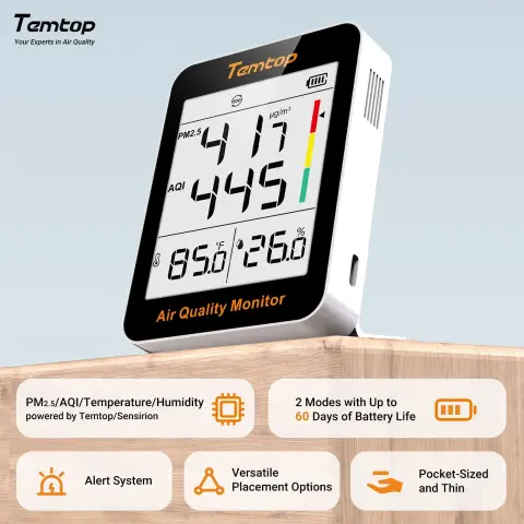 Temtop S1-up Hava Kalitesi Ölçer | PM2.5, Sıcaklık ve Nem Ölçer