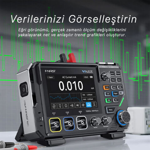 FNIRSI 2D15P 3'ü 1 Arada Masaüstü 2 Kanallı 100MHz Fosfor Osiloskop Multimetre