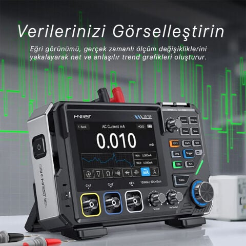 FNIRSI 2D15P 3'ü 1 Arada Masaüstü 2 Kanallı 100MHz Fosfor Osiloskop Multimetre