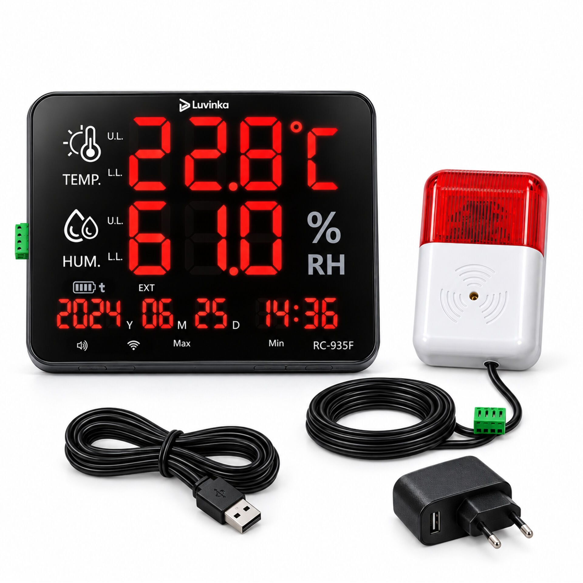 Luvinka RC935-F Led Alarmlı Sıcaklık, Nem Ölçer