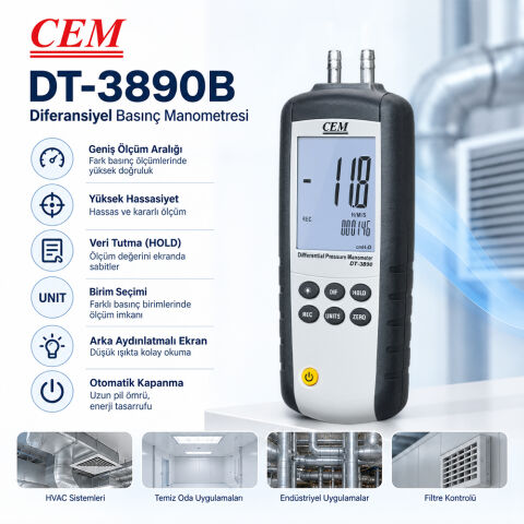 CEM DT-3890B Fark Basınç Ölçer