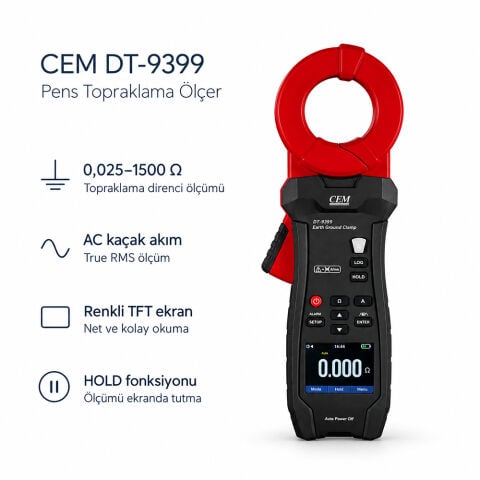CEM DT-9399 Pens Tipi Topraklama Direnci Ölçer