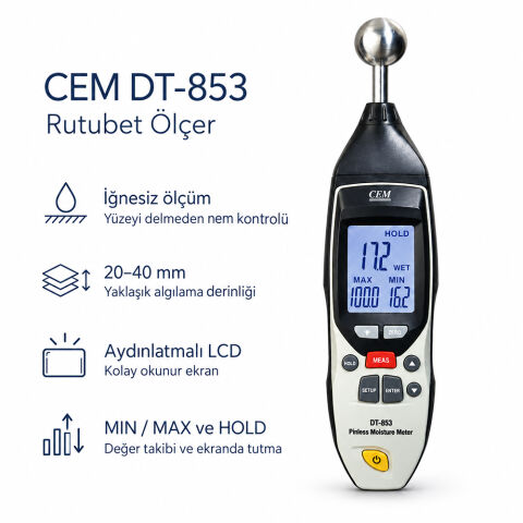 CEM DT-853 Temassız Ahşap ve Beton Rutubet Ölçer