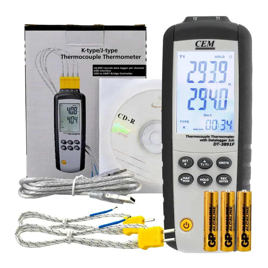 Cem DT-3891F Sıcaklık Kayıt Cihazı 2 Kanallı Datalogger